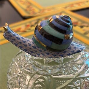 Herend Blue and Gold Ceramic Art Piece